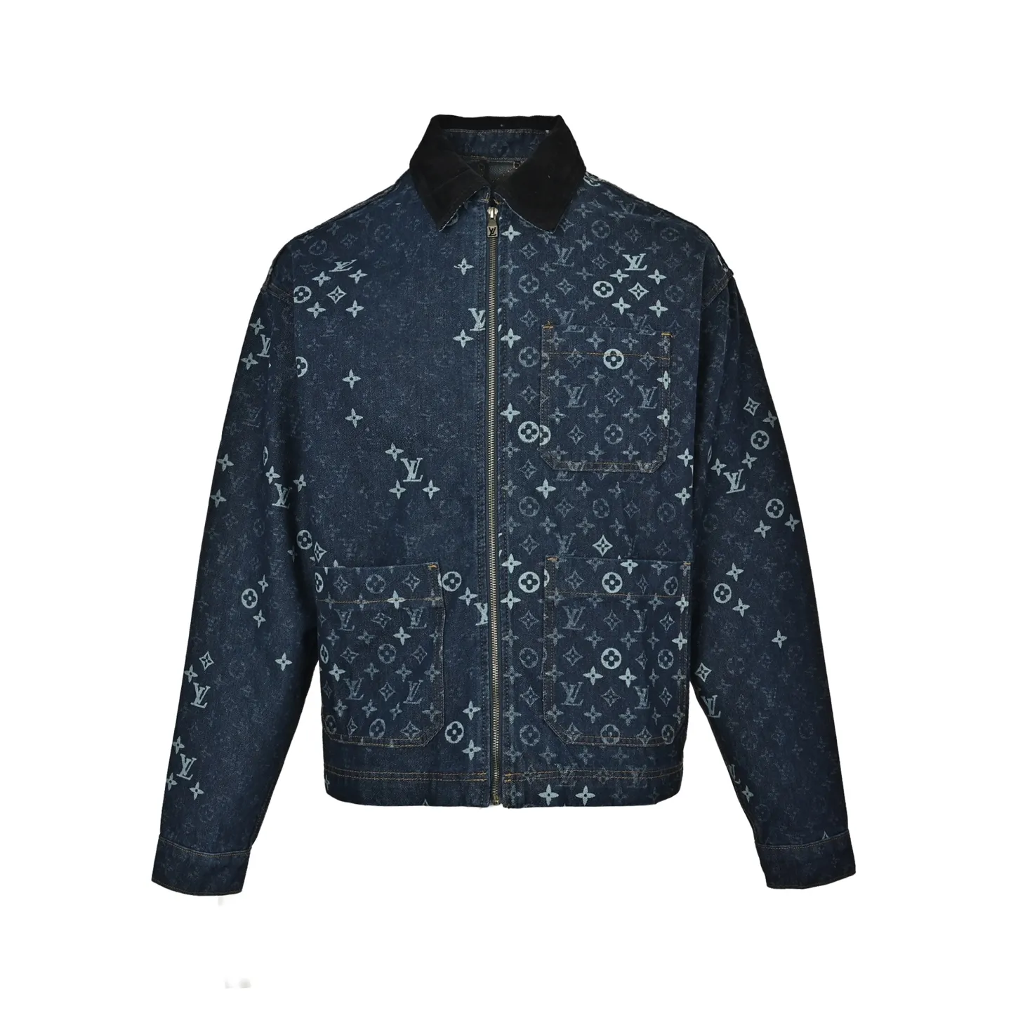 Louis Vuitton/Louis Vuitton old flower all over printed jacquard denim jacket
